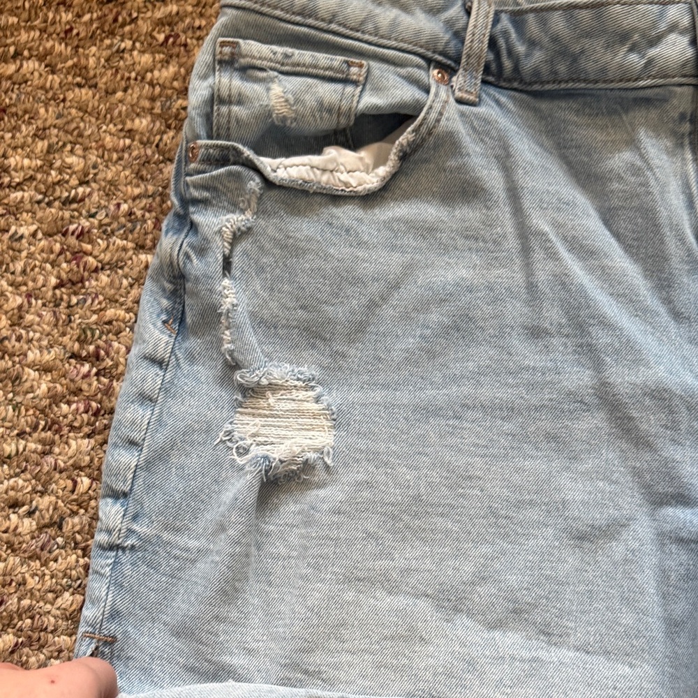 Maurices Light Wash Distressed Jean Shorts - Picture 3 of 5